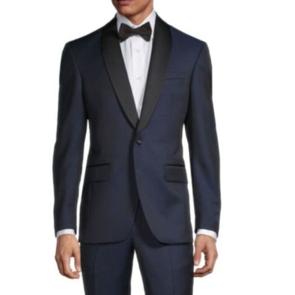 Ted Baker London Navy Blue Tuxedo with Black Satin Lapel